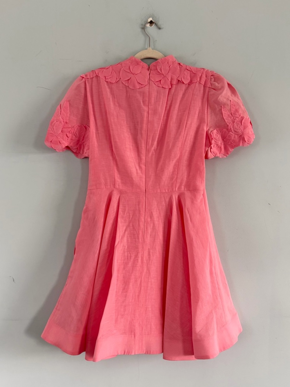 NWT Antonio Melani Iris Linen Floral Appliqué Taffy Pink Mockneck Dress - Picture 4 of 7